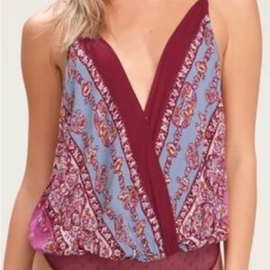 Free People Red Asymmetrical Sleeveless Tank Top